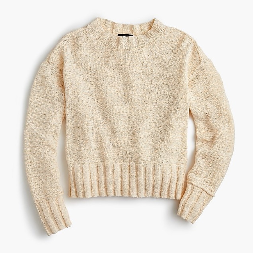 J. Crew Wide Rib ivory crewneck sweater size S NWT